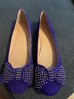ALDO Violet Suede Studded Bow Flats